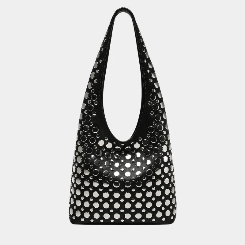 bolsa de couro feminina boho punk preta