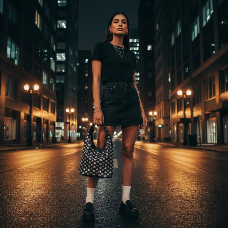 bolsa boho punk feminina