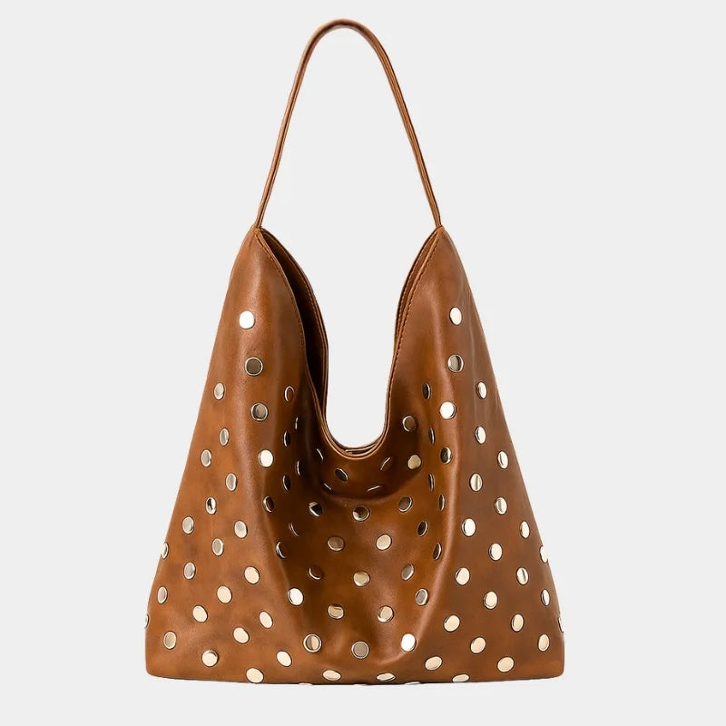 Bolsa Tote Boho Punk com Studs - Luna Marrom