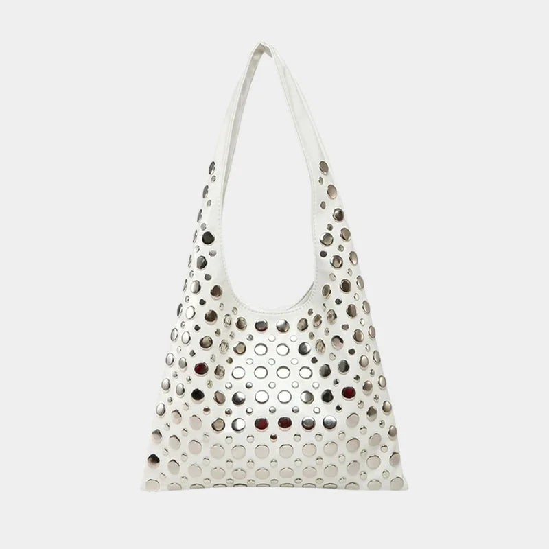 Bolsa Tote Pequena Boho Punk - Emilia Branca