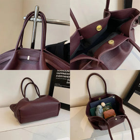 Detalhes da bolsa tote Oxford de couro com acabamento premium