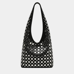 bolsa de couro feminina boho punk preta