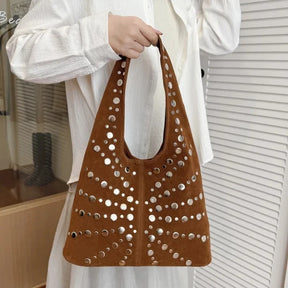 Bolsa Boho Punk com Studs - Avenue Marrom