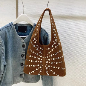 Bolsa Boho Punk com Studs - Avenue Marrom