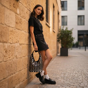 bolsa boho punk com studs