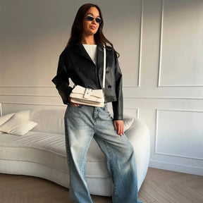 Bolsa de Couro com Corrente - Capri Branca