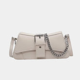 Bolsa de Couro com Corrente - Capri Branca