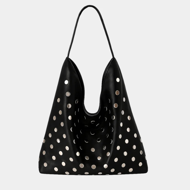 Bolsa Tote Boho Punk com Studs - Luna Preta