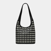 Bolsa Tote Média Boho Punk com Studs - Savona Preta