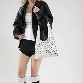 Bolsa Tote Pequena Boho Punk - Emilia Branca