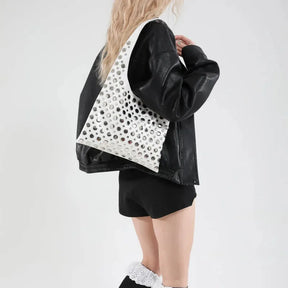 Bolsa Tote Pequena Boho Punk - Emilia Branca